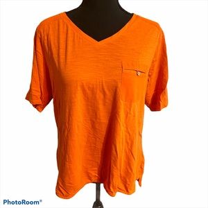 Chico’s Orange/tangerine V Neck Tshirt size 2